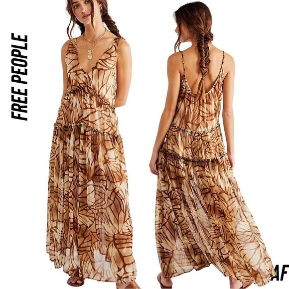 FREE PEOPLE JULIANNA MAXI DRESS IN COFFEE NEW XS - Picture 1 of 6